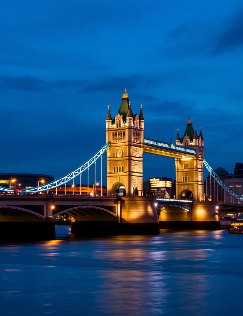 Tower Bridge over the River Thames in London at blue hour